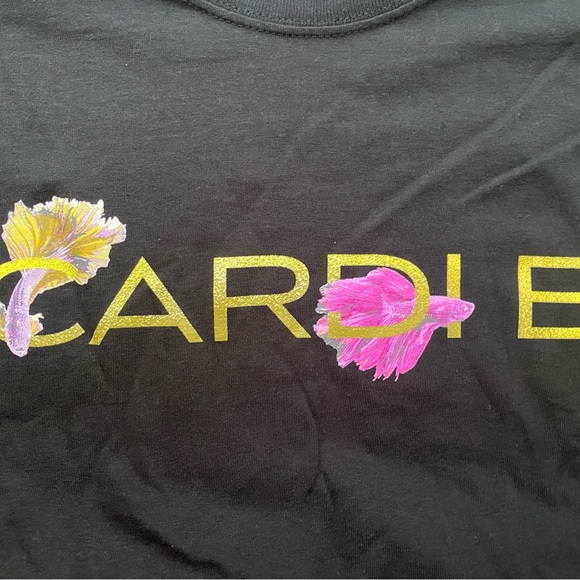 New Cardi B Flowers Mens Classic Vintage Concert T-shirt Black XL rap gift Bardi - Picture 3 of 4